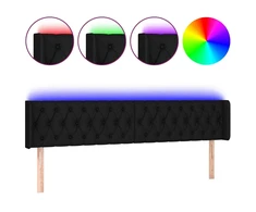 Galvūgalis su LED, juodos spalvos, 183x16x78/88cm, audinys