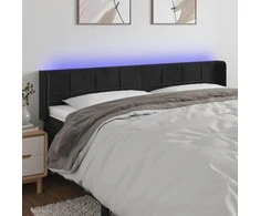 Galvūgalis su LED, juodos spalvos, 183x16x78/88cm, aksomas