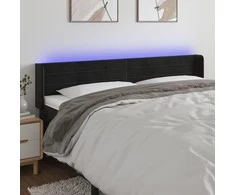 Galvūgalis su LED, juodos spalvos, 183x16x78/88cm, aksomas