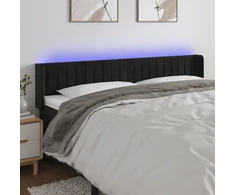 Galvūgalis su LED, juodos spalvos, 183x16x78/88cm, aksomas