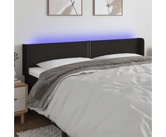 Galvūgalis su LED, juodos spalvos, 183x16x78/88cm, audinys