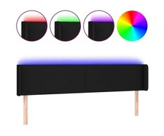 Galvūgalis su LED, juodos spalvos, 183x16x78/88cm, audinys