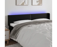 Galvūgalis su LED, juodos spalvos, 183x16x78/88cm, dirbtinė oda