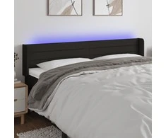 Galvūgalis su LED, juodos spalvos, 183x16x78/88cm, audinys