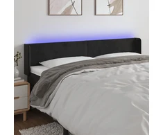 Galvūgalis su LED, juodos spalvos, 183x16x78/88cm, aksomas
