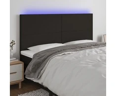 Galvūgalis su LED, juodos spalvos, 200x5x118/128cm, audinys