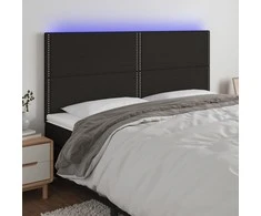 Galvūgalis su LED, juodos spalvos, 200x5x118/128cm, audinys