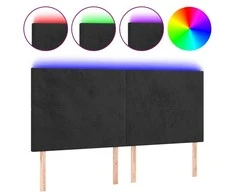 Galvūgalis su LED, juodos spalvos, 200x5x118/128cm, aksomas