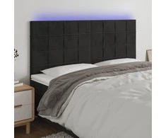 Galvūgalis su LED, juodos spalvos, 200x5x118/128cm, aksomas