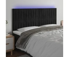 Galvūgalis su LED, juodos spalvos, 200x5x118/128cm, aksomas