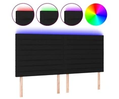 Galvūgalis su LED, juodos spalvos, 200x5x118/128cm, audinys