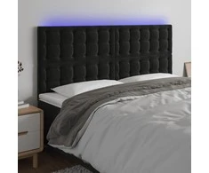Galvūgalis su LED, juodos spalvos, 200x5x118/128cm, aksomas