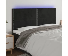 Galvūgalis su LED, juodos spalvos, 200x5x118/128cm, aksomas