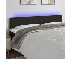 Galvūgalis su LED, juodos spalvos, 200x5x78/88cm, audinys