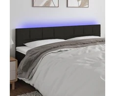 Galvūgalis su LED, juodos spalvos, 200x5x78/88cm, audinys