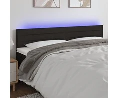 Galvūgalis su LED, juodos spalvos, 200x5x78/88cm, audinys