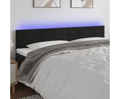 Galvūgalis su LED, juodos spalvos, 200x5x78/88cm, aksomas