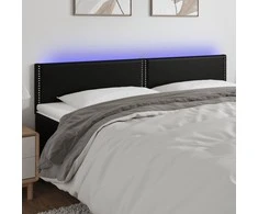 Galvūgalis su LED, juodos spalvos, 200x5x78/88cm, dirbtinė oda