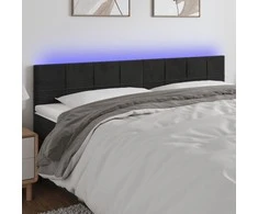 Galvūgalis su LED, juodos spalvos, 200x5x78/88cm, aksomas