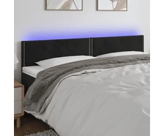 Galvūgalis su LED, juodos spalvos, 200x5x78/88cm, aksomas