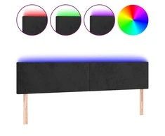 Galvūgalis su LED, juodos spalvos, 200x5x78/88cm, aksomas