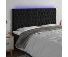 Galvūgalis su LED, juodos spalvos, 200x7x118/128cm, aksomas