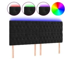 Galvūgalis su LED, juodos spalvos, 200x7x118/128cm, aksomas