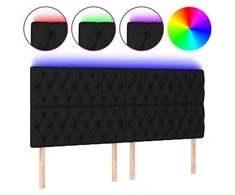 Galvūgalis su LED, juodos spalvos, 200x7x118/128cm, audinys