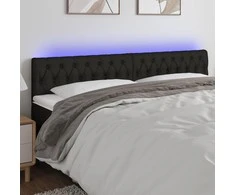 Galvūgalis su LED, juodos spalvos, 200x7x78/88cm, audinys