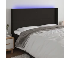 Galvūgalis su LED, juodos spalvos, 203x16x118/128cm, audinys