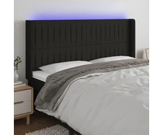Galvūgalis su LED, juodos spalvos, 203x16x118/128cm, audinys