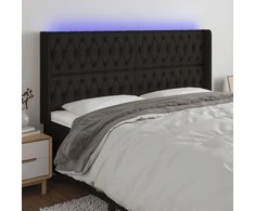 Galvūgalis su LED, juodos spalvos, 203x16x118/128cm, audinys