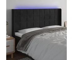 Galvūgalis su LED, juodos spalvos, 203x16x118/128cm, aksomas