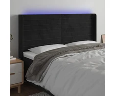 Galvūgalis su LED, juodos spalvos, 203x16x118/128cm, aksomas