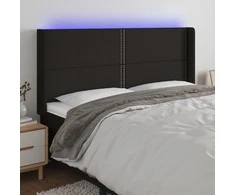 Galvūgalis su LED, juodos spalvos, 203x16x118/128cm, audinys