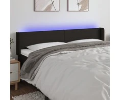 Galvūgalis su LED, juodos spalvos, 203x16x78/88cm, audinys