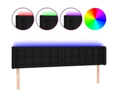 Galvūgalis su LED, juodos spalvos, 203x16x78/88cm, audinys