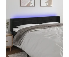 Galvūgalis su LED, juodos spalvos, 203x16x78/88cm, aksomas