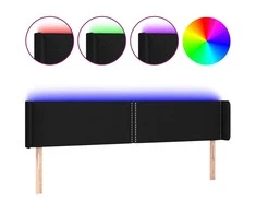 Galvūgalis su LED, juodos spalvos, 203x16x78/88cm, audinys