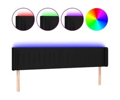 Galvūgalis su LED, juodos spalvos, 203x16x78/88cm, audinys
