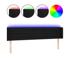 Galvūgalis su LED, juodos spalvos, 203x16x78/88cm, audinys