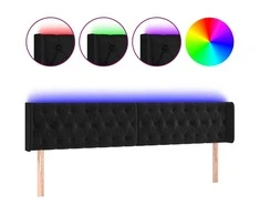 Galvūgalis su LED, juodos spalvos, 203x16x78/88cm, aksomas