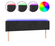 Galvūgalis su LED, juodos spalvos, 203x16x78/88cm, aksomas