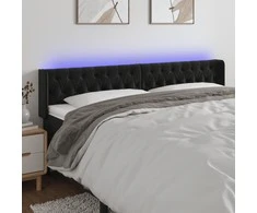 Galvūgalis su LED, juodos spalvos, 203x16x78/88cm, aksomas
