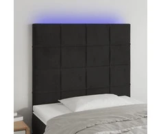 Galvūgalis su LED, juodos spalvos, 80x5x118/128cm, aksomas