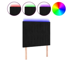 Galvūgalis su LED, juodos spalvos, 80x5x118/128cm, aksomas