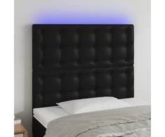 Galvūgalis su LED, juodos spalvos, 80x5x118/128cm, dirbtinė oda