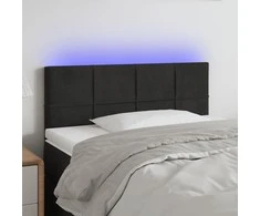Galvūgalis su LED, juodos spalvos, 80x5x78/88cm, aksomas