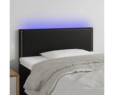 Galvūgalis su LED, juodos spalvos, 80x5x78/88cm, dirbtinė oda