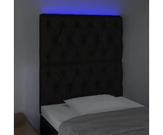 Galvūgalis su LED, juodos spalvos, 80x7x118/128cm, audinys